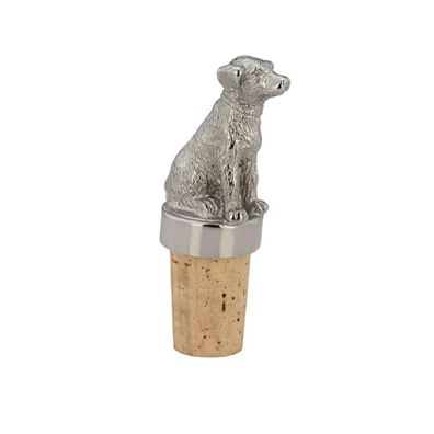 Flaschenkorken aus Edelstahl und Kork 7.6 cm hoch Ø 2.5 cm mit Hunde Motiv