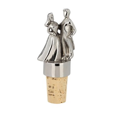 Flaschenkorken aus Edelstahl und Kork 9 cm hoch Ø 2.5 cm mit Brautpaar Motiv