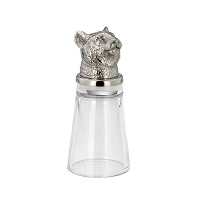 kleines Schnapsglas für 4 cl mit Tiger Motiv aus Edelstahl 10 cm hoch