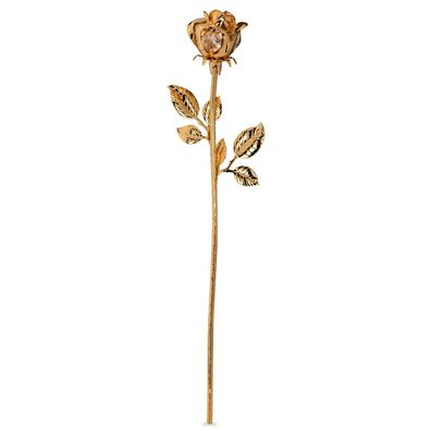 goldfarbene Deko Rose aus Metall mit Kristall-Steinchen 30 cm lang
