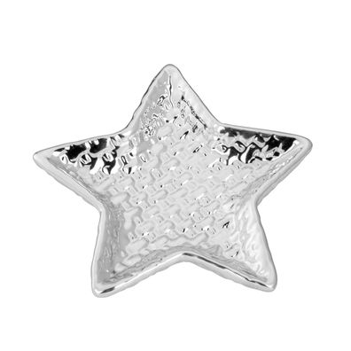 kleine flache glänzende Porzellan Deko Schale 13.6x13 cm Sternform