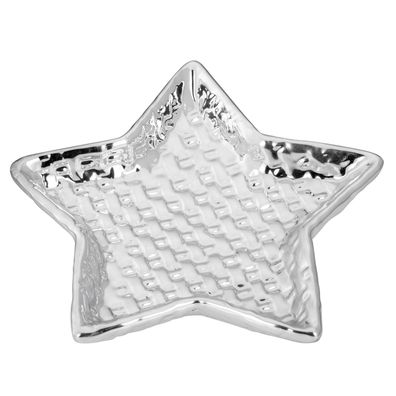 flache glänzende Porzellan Deko Schale 19.8x18.5 cm Sternform