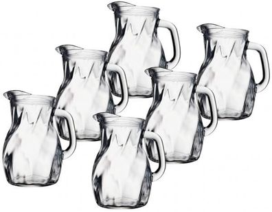 Glas Krug Twist 1,0L geeicht - 6 Stück Weinkrug Saftkrug Wasserkrug