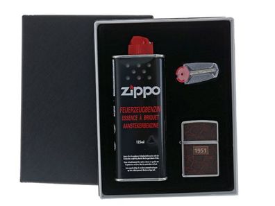 Zippo Geschenkbox mit Zippofeuerzeug "Leather Wrap"+ Zippobenzin + Zipposteine