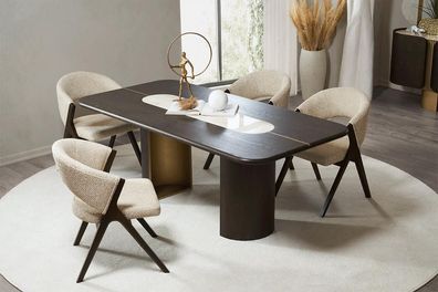 Esszimmer Moderne Möbel Designer Essgruppe Schwarzer Tisch 4x Stühle