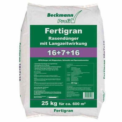 25kg Rasendünger Fertigran 16 + 7 + 16 mit Langzeitwirkung für ca.600m²