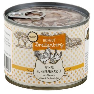 Hofgut Breitenberg - Kitten | Feines Hühnerfrikassee mit Herzen, Leber & Süßkartof...
