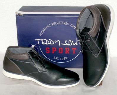 TEDDY SMITH M58A703JB7 Tullio Leder Schuhe Elegante MID Boots Sneaker 44 45 BLK