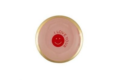 Gift Company Love plates, Glasteller M, Smile, rund, rosa, 1061504012 1 St