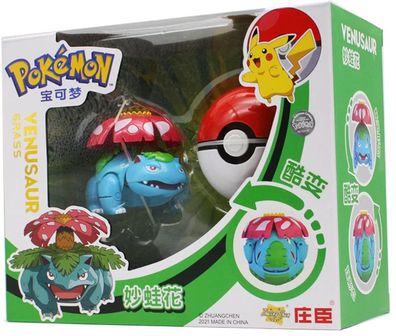 Bisaflor Pokemon mit Pokeball -Venusaur Heroes Spielzeug Figur mit Pokeball
