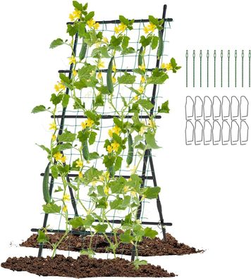 Gurke Rankhilfe Set, 187 cm, A-förmig, Pflanzenhalter mit Gartennetz & Clips