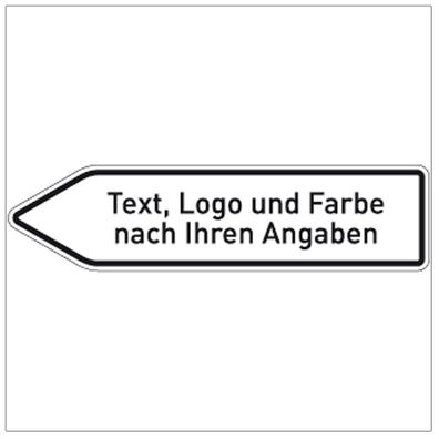 Pfeilwegweiser weiß , Text, Logo und Farbe nach Ihren Angaben