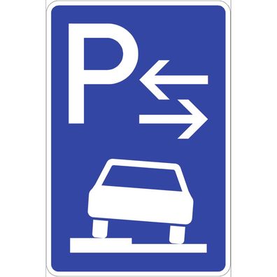 Parken halb auf Gehwegen links (Mitte), Symbolschild, StVO