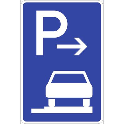 Parken ganz auf Gehwegen rechts (Ende), Symbolschild, StVO