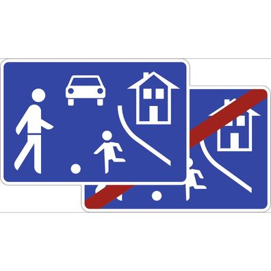 Verkehrsberuhigter Bereich, doppelseitig, Symbolschild, StVO