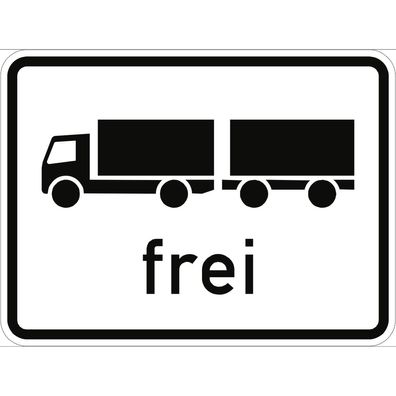 Lastkraftwagen mit Anhänger frei, Kombischild, StVO