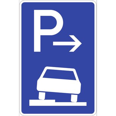 Parken halb auf Gehwegen links (Anfang), Symbolschild, StVO
