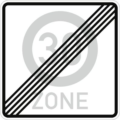 Verkehrsschild VZ274.2, Ende einer Tempo 30-Zone, Alu, RA1, 600x600 mm