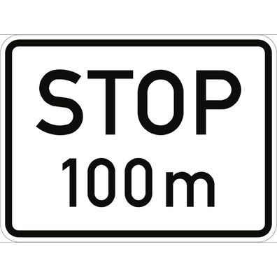 Verkehrsschild VZ1004-32, Stop in ... m, Alu, RA1, 420x315 mm