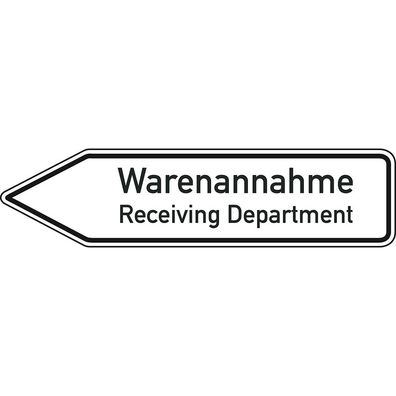 Wegweiser Warenannahme/ Receiving Dep.,2-spr., linksw., Alu RA0
