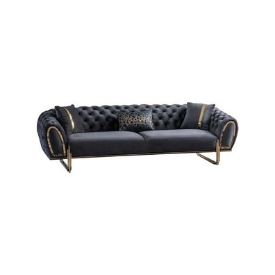Chesterfield Schwarze Polstergarnitur Moderne Sofas Luxuriöse Couch Neu