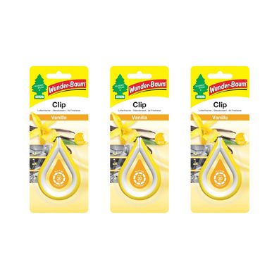 WUNDER-BAUM CLIP Lufterfrischer Auto Duftspender Parfüm KFZ - Vanille - 3er Pack