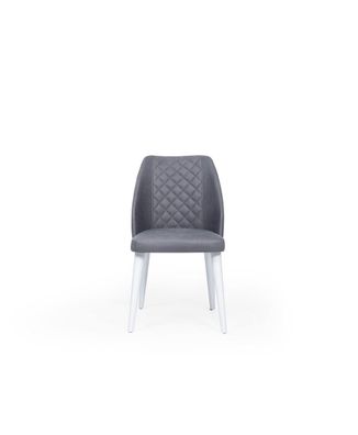 Moderner Grauer Stuhl Esszimmer Stühle Polstermöbel Holzfüße Einsitzer