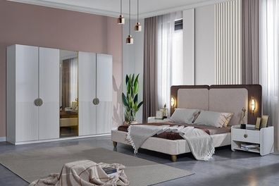 Stilvolle Schlafzimmer Möbel Designer Bett 2x Nachtische Kleiderschrank