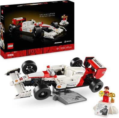 LEGO Icons McLaren MP4/4 & Ayrton Senna Modellauto Set, F1 Rennwagen Bausatz