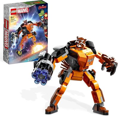 LEGO Marvel Rocket Mech, Spielzeug-Action-Figur des Waschbär Avengers, Spielzeug