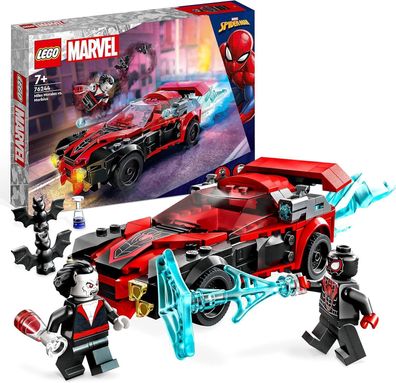 LEGO Marvel Miles Morales vs. Morbius Set, Spider-Man Rennwagen Spielzeugauto