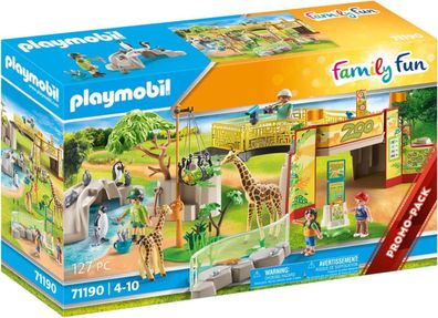 Playmobil Family Fun 71190 Mein großer Erlebnis-Zoo mit Spielzeugtieren, Kinder