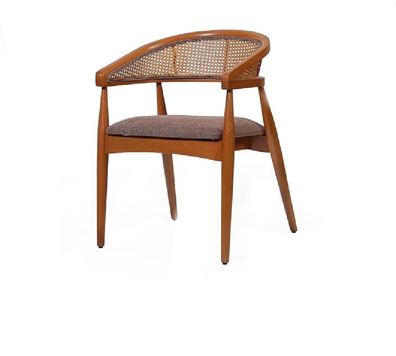 Brauner Luxus Stuhl Holzrahmen Esszimmer Designer Stühle Armlehnenstuhl