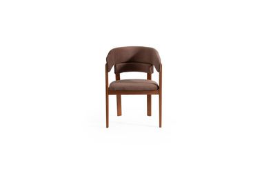 Brauner Designer Stuhl Esszimmerstühle Textilstuhl Designer Holzfüße
