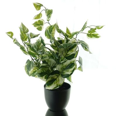 DPI Efeu Grün cremeweiß panaschiert im schwarzen Topf ca. 45 cm - Kunstpflanzen