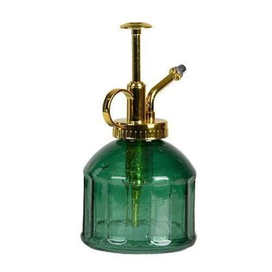 Wasser- und Parfümzerstäuber aus Glas grün gold Sprühflasche Handsprüher Dekowasser