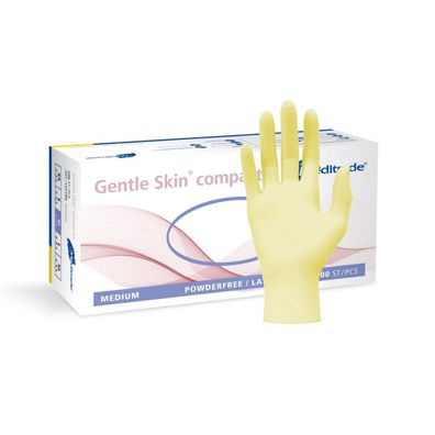 Meditrade Gentle Skin® compact+ Latex Einweghandschuh | Packung (100 Handschuhe)