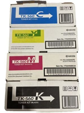4x original Kyocera Toner TK-560 Black / Cyan / Magenta / Yellow A-Box