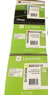 Original Lexmark Toner Set 82K2X(C M Y) für Lexmark CX860 Neu&OVP