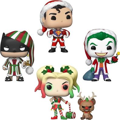 DC Comics Holiday Funko POP! PVC-Sammelfigurenset 4er Pack - Harley Quinn, Joker ...