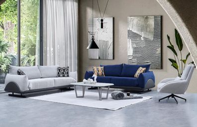Wohnzimmer Sofagarnitur Designer 3-Sitzer Luxus Sessel 3-er Couch 3tlg
