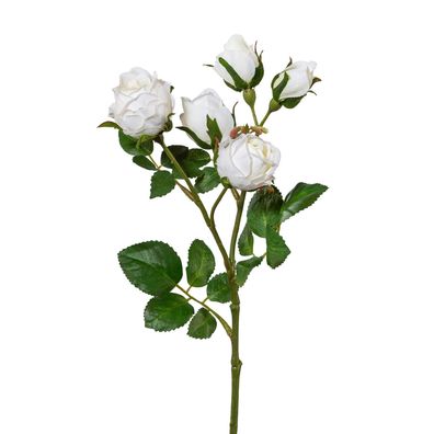 GASPER Polyantharose Weiß Blüten & Knospen 38 cm - Kunstblumen