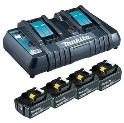 Makita 4x 18V 6,0Ah Akkus + Doppel Ladegerät DC18RD Power Source-Kit 18V 199485-6