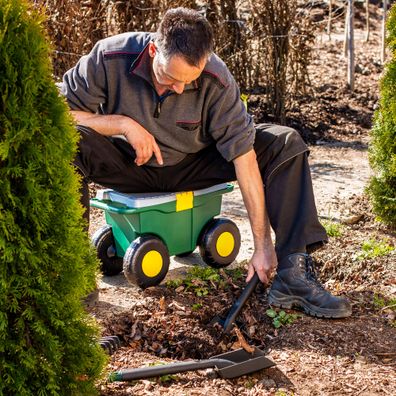 UPP Roll-Sitz-Box 3 in 1 Rollwagen Sitzwagen Werkzeugwagen Rollsitz Gartenwagen