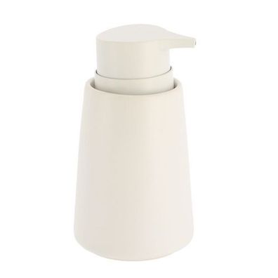 Seifenspender Lotionspender 420 ml weiß 8x8x16 cm Steingut Kunststoff Badezimmer Deko