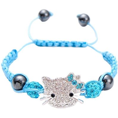 Silberne Babyblau HELLO KITTY Kinder Armbänder mit Zirkonia Kristallen Armbandschmuck