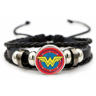 Wonder Woman Lederarmbänder DC Comics Armband mit Metall Logo Armbänder Schmuck