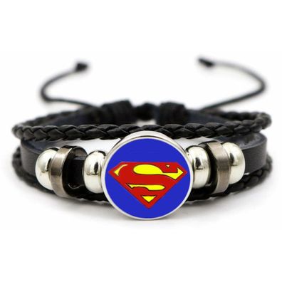 Superman Lederarmbänder DC Comics Armband mit Metall Logo Armbänder Schmuck