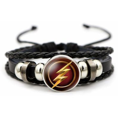 The Flash Lederarmbänder DC Comics Armband mit Metall Logo Armbänder Schmuck