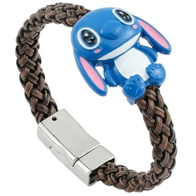 Lilo & Stitch Blaue Lederarmbänder Disney Armband mit Metall Logo Armbänder Schmuck